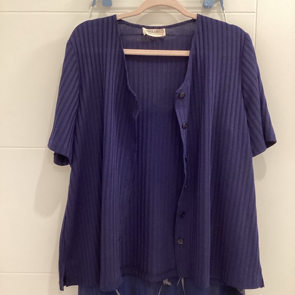 Vintage Blue Floral Skirt & Top Size 16 - Picture 2 of 6